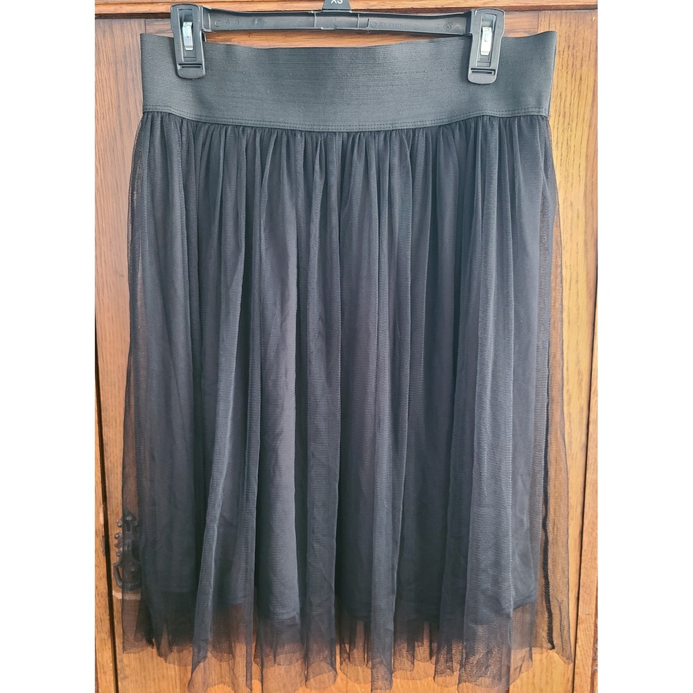 Living Doll Los Angeles Black Tulle Mesh Midi Skirt Elastic Waist C0241M229JD M